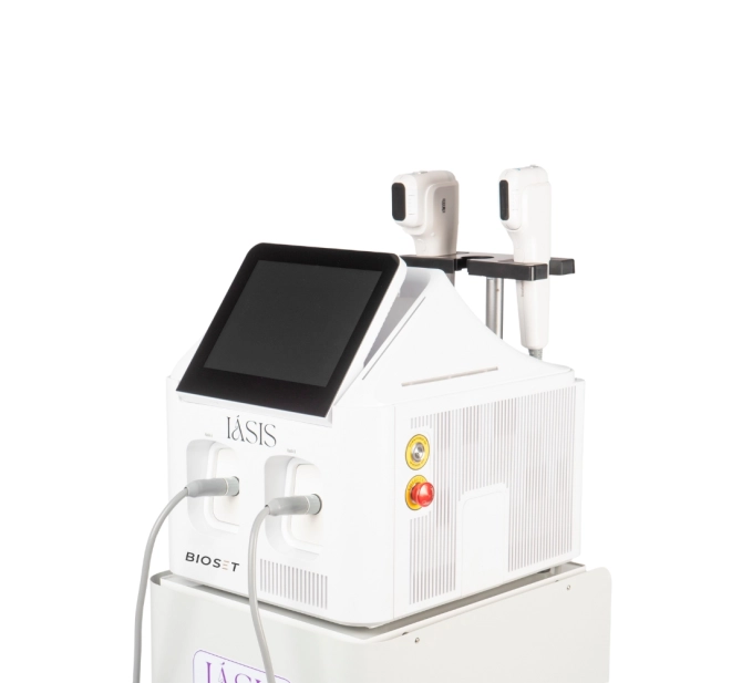 Iásis HIFU Bioset - display touch e aplicadores acoplados